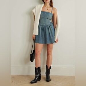 Re/Done x Pamela Anderson Chambray Mini Dress Small NWOT Organic Cotton 90s Fit